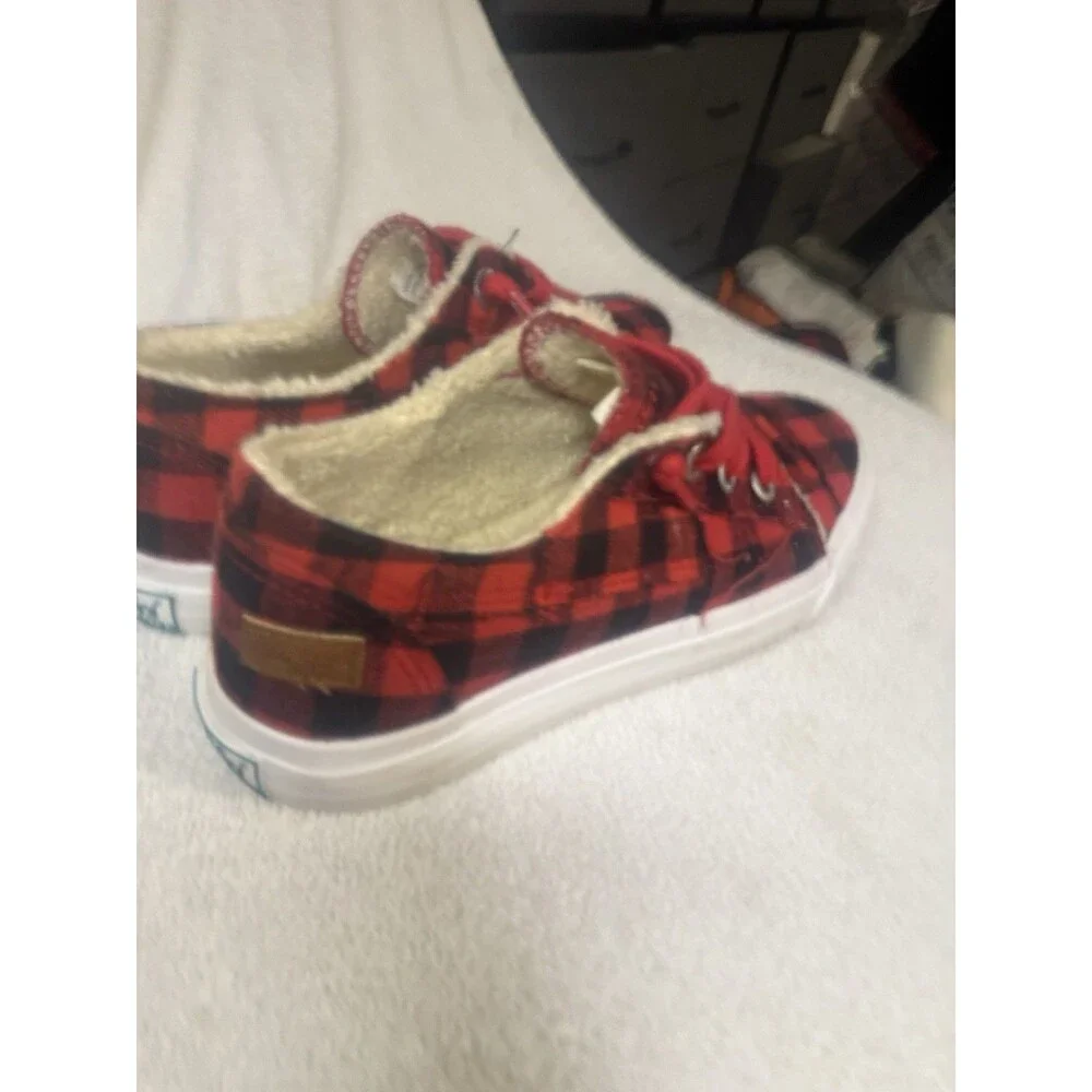 Blowfish Malibu "Maxine" Red and Black Check Plaid Sneakers Women Size 7 - Picture 5 of 10